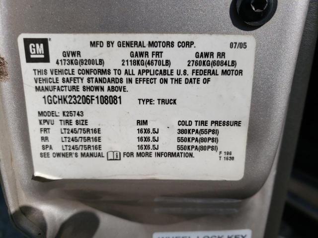 Photo 10 from auction – 2006 CHEVROLET SILVERADO with VIN 1GCHK23206F108081
