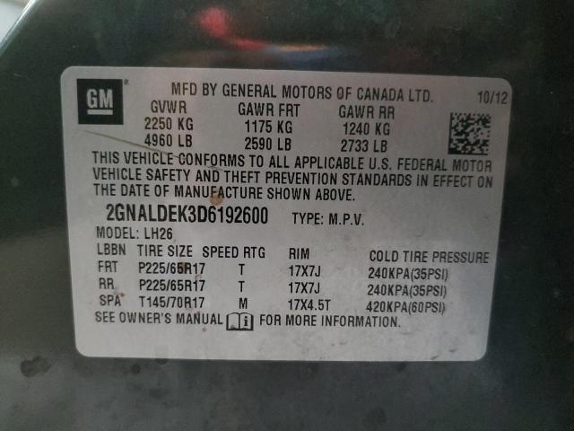 Photo 10 from auction – 2013 CHEVROLET EQUINOX LT with VIN 2GNALDEK3D6192600