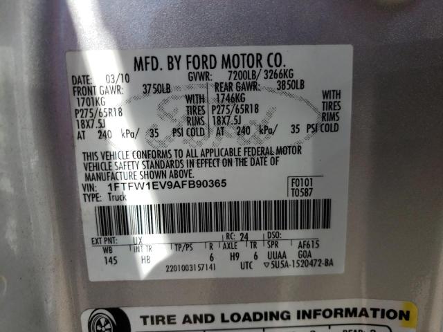Photo 10 from auction – 2010 FORD F150 SUPER with VIN 1FTFW1EV9AFB90365