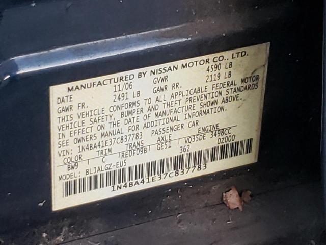 Photo 10 from auction – 2007 NISSAN MAXIMA SE with VIN 1N4BA41E37C837783