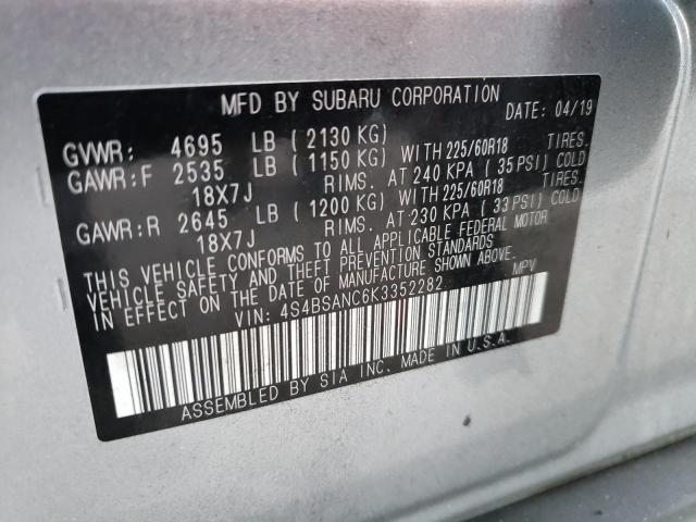 Photo 10 from auction – 2019 SUBARU OUTBACK 2. with VIN 4S4BSANC6K3352282