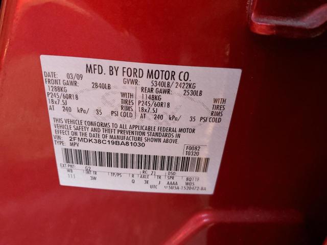 Photo 10 from auction – 2009 FORD EDGE SEL with VIN 2FMDK38C19BA81030