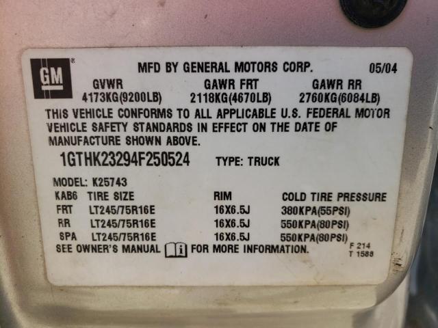 Photo 10 from auction – 2004 GMC SIERRA K25 with VIN 1GTHK23294F250524
