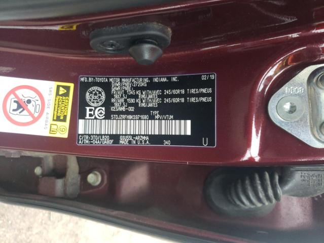 Photo 10 from auction – 2019 TOYOTA HIGHLANDER with VIN 5TDJZRFH8KS971680
