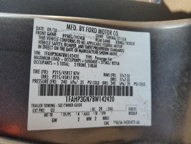 Photo 10 from auction – 2011 FORD FOCUS SES with VIN 1FAHP3GN7BW142420