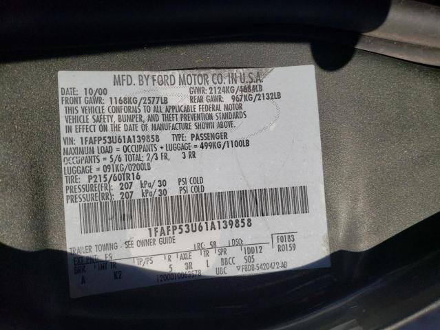 Photo 10 from auction – 2001 FORD TAURUS with VIN 1FAFP53U61A139858