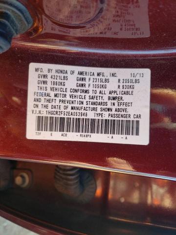 Photo 10 from auction – 2014 HONDA ACCORD SPO with VIN 1HGCR2F52EA053948