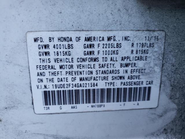 Photo 10 from auction – 2016 ACURA ILX BASE W with VIN 19UDE2F34GA021584