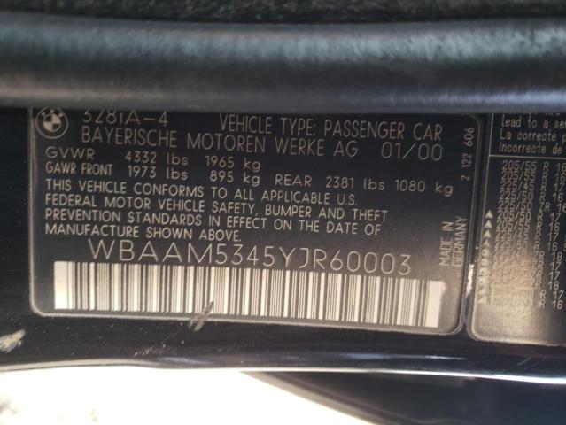 Photo 10 from auction – 2000 BMW 328 I with VIN WBAAM5345YJR60003