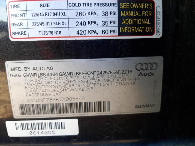 Photo 10 from auction – 2007 AUDI A3 2.0 PRE with VIN WAUNF78P87A005544