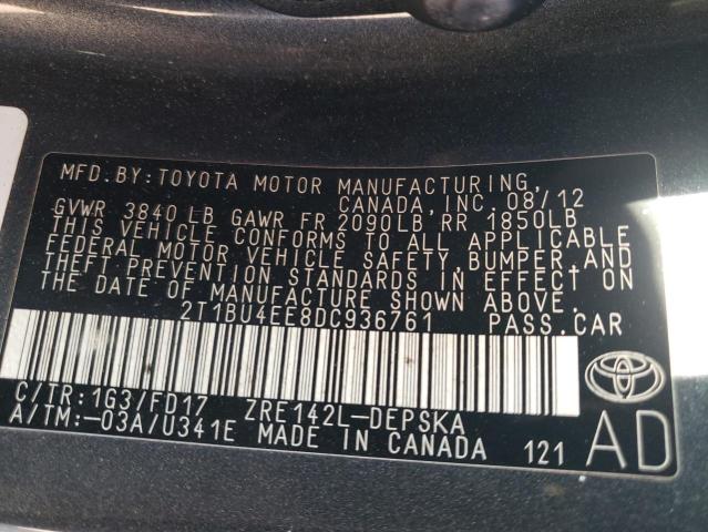 Photo 10 from auction – 2013 TOYOTA COROLLA BA with VIN 2T1BU4EE8DC936761
