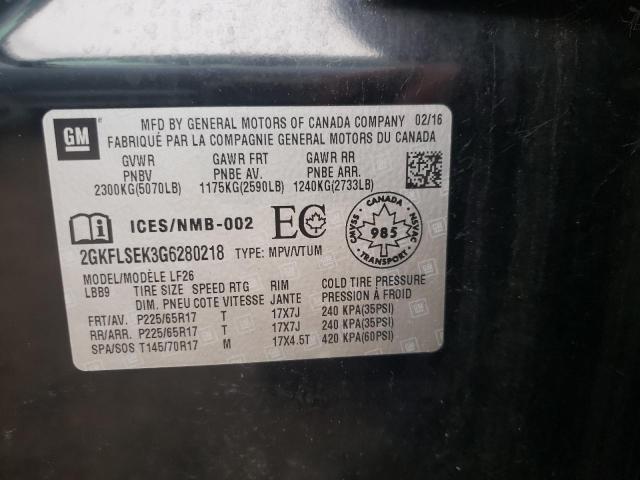 Photo 10 from auction – 2016 GMC TERRAIN SL with VIN 2GKFLSEK3G6280218