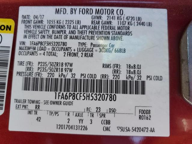 Photo 10 from auction – 2017 FORD MUSTANG GT with VIN 1FA6P8CF5H5320780