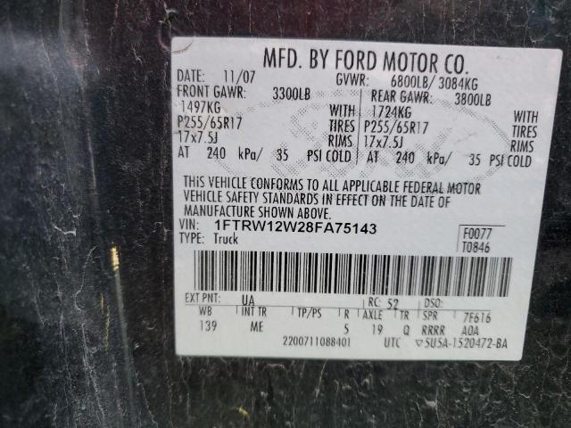 Photo 10 from auction – 2008 FORD F150 SUPER with VIN 1FTRW12W28FA75143