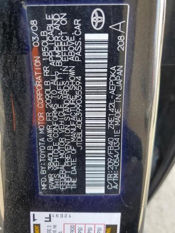 Photo 10 from auction – 2009 TOYOTA COROLLA with VIN JTDBL40E399035594