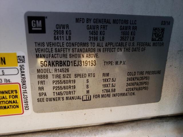 Photo 10 from auction – 2014 BUICK ENCLAVE with VIN 5GAKRBKD1EJ319193