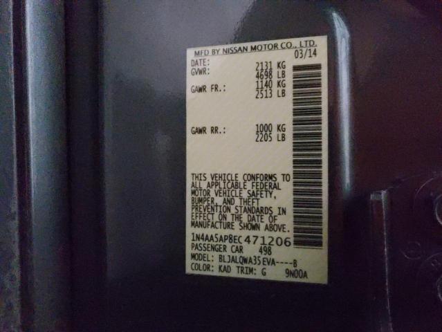 Photo 10 from auction – 2014 NISSAN MAXIMA S with VIN 1N4AA5AP8EC471206