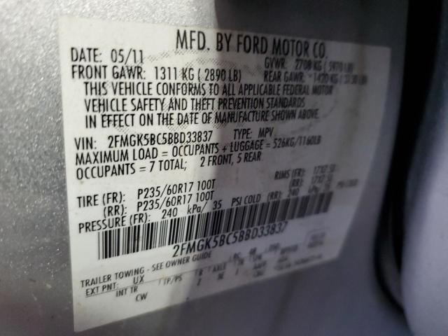 Photo 10 from auction – 2011 FORD FLEX with VIN 2FMGK5BC5BBD33837