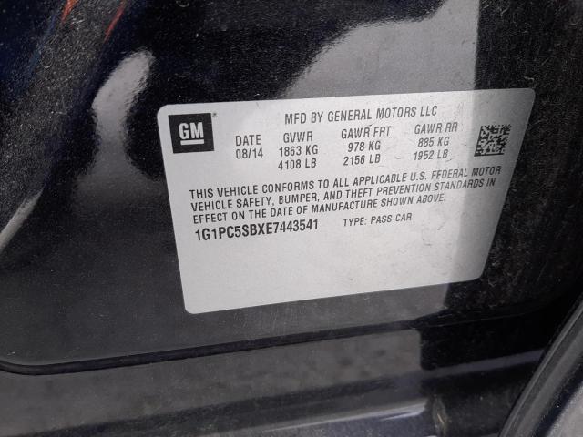 Photo 10 from auction – 2014 CHEVROLET CRUZE LT with VIN 1G1PC5SBXE7443541