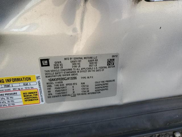 Photo 10 from auction – 2012 CHEVROLET TRAVERSE L with VIN 1GNKVFED5CJ413286