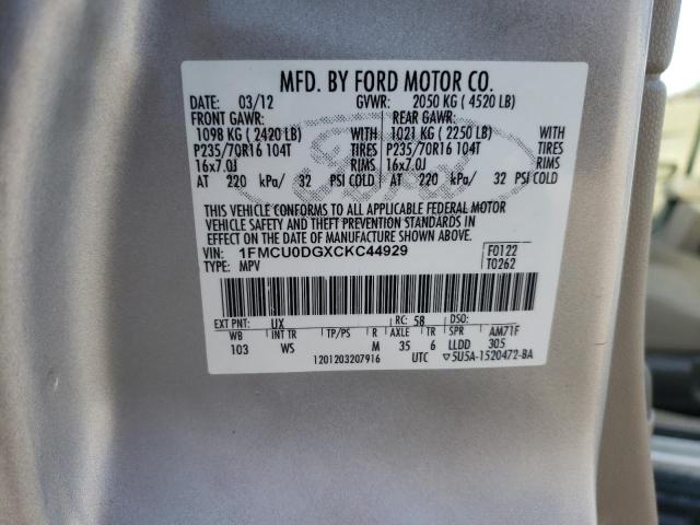 Photo 10 from auction – 2012 FORD ESCAPE XLT with VIN 1FMCU0DGXCKC44929