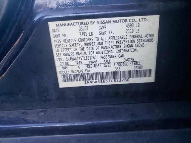 Photo 10 from auction – 2007 NISSAN MAXIMA SE with VIN 1N4BA41E57C853760