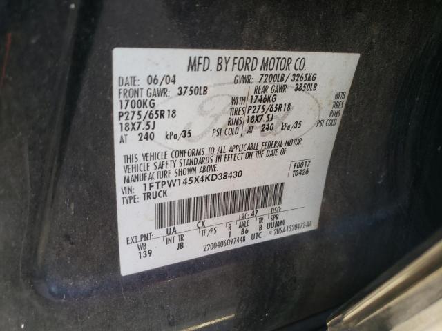 Photo 10 from auction – 2004 FORD F150 SUPER with VIN 1FTPW145X4KD38430