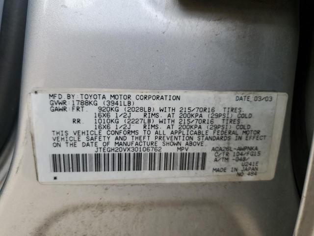 Photo 10 from auction – 2003 TOYOTA RAV4 with VIN JTEGH20VX30106762