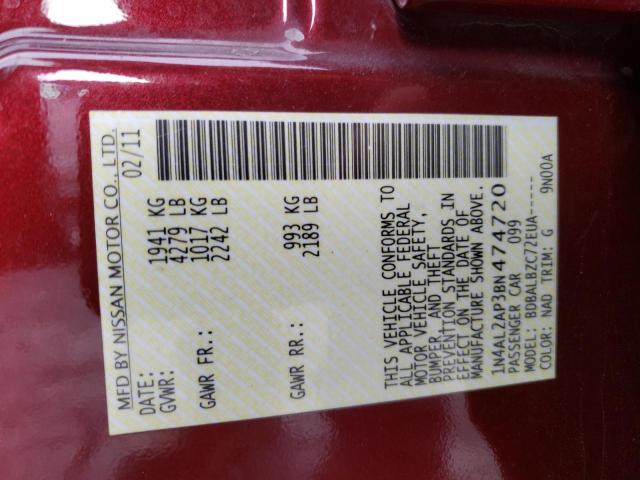 Photo 10 from auction – 2011 NISSAN ALTIMA BAS with VIN 1N4AL2AP3BN474720