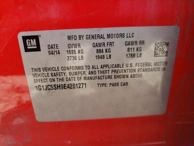 Photo 10 from auction – 2014 CHEVROLET SONIC LT with VIN 1G1JC5SH9E4201271