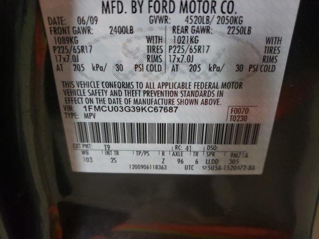 Photo 10 from auction – 2009 FORD ESCAPE XLT with VIN 1FMCU03G39KC67687