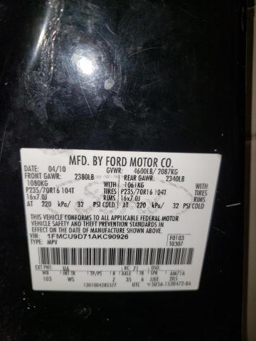 Photo 10 from auction – 2010 FORD ESCAPE XLT with VIN 1FMCU9D71AKC90926