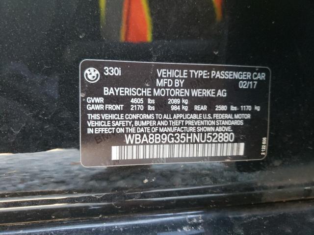 Photo 10 from auction – 2017 BMW 330 I with VIN WBA8B9G35HNU52880