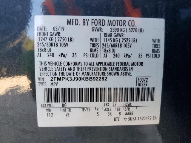 Zdjęcie 10 z aukcji – 2019 FORD EDGE SEL z VIN 2FMPK3J90KBB92282
