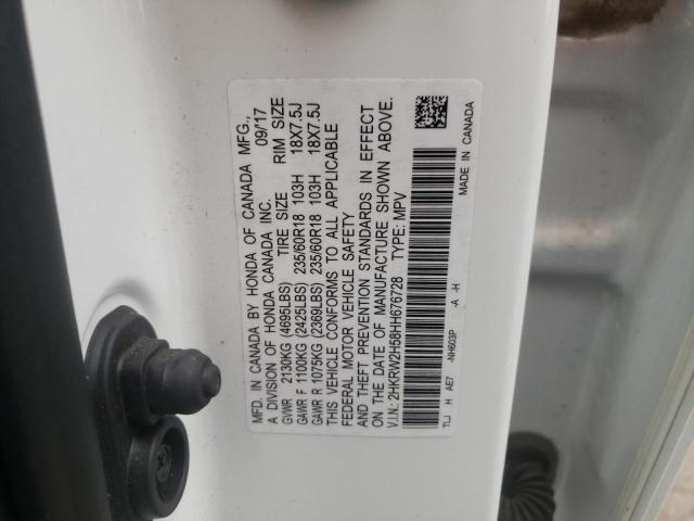 Photo 10 from auction – 2017 HONDA CR-V EX with VIN 2HKRW2H58HH676728