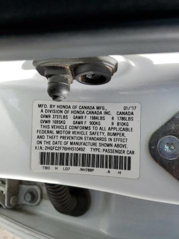 Photo 10 from auction – 2017 HONDA CIVIC EX with VIN 2HGFC2F76HH510492