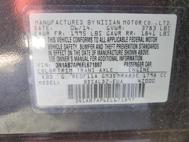 Photo 10 from auction – 2014 NISSAN SENTRA S with VIN 3N1AB7AP6EL671897