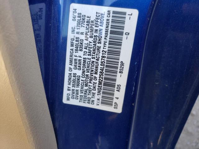 Photo 10 from auction – 2004 HONDA CIVIC with VIN 1HGEM22584L057812