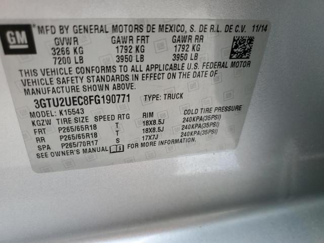 Photo 10 from auction – 2015 GMC SIERRA K15 with VIN 3GTU2UEC8FG190771
