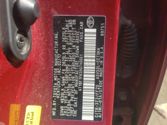 Photo 10 from auction – 2017 TOYOTA CAMRY LE with VIN 4T1BF1FK5HU746661