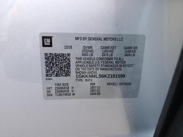 Photo 10 from auction – 2019 GMC ACADIA SLT with VIN 1GKKNMLS6KZ191599