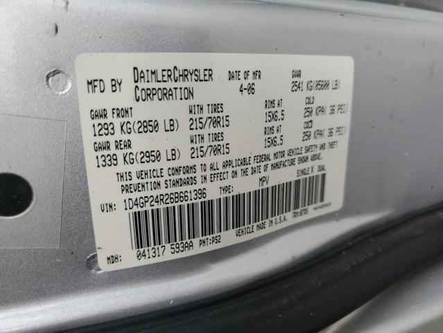 Photo 10 from auction – 2006 DODGE GRAND CARA with VIN 1D4GP24R26B661396