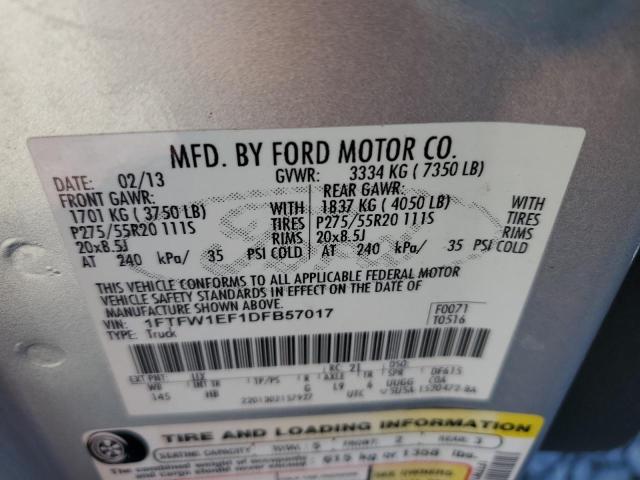 Photo 10 from auction – 2013 FORD F150 SUPER with VIN 1FTFW1EF1DFB57017