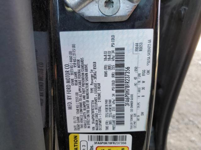 Photo 10 from auction – 2015 FORD FUSION SE with VIN 3FA6P0H78FR237356