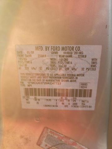 Photo 10 from auction – 2009 FORD ESCAPE XLT with VIN 1FMCU03729KC47723