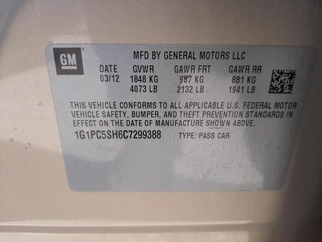 Photo 10 from auction – 2012 CHEVROLET CRUZE LS with VIN 1G1PC5SH6C7299388