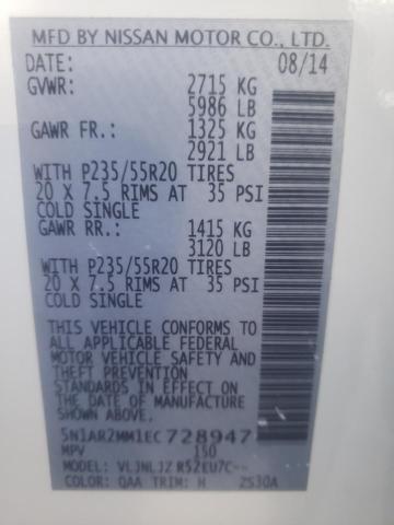 Photo 10 from auction – 2014 NISSAN PATHFINDER with VIN 5N1AR2MM1EC728947