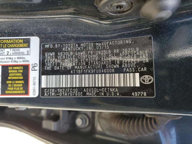 Photo 10 from auction – 2015 TOYOTA CAMRY LE with VIN 4T1BF1FK9FU046008