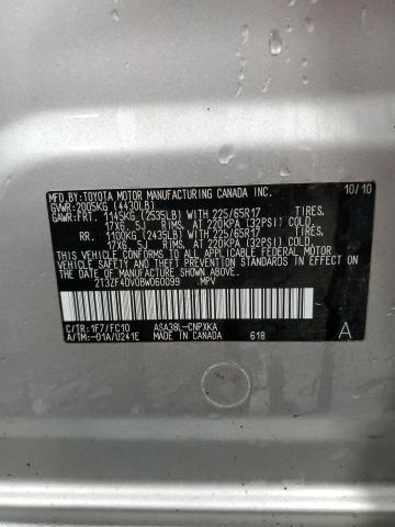 Фото 10 с аукциона – 2011 TOYOTA RAV4 с VIN 2T3ZF4DV0BW060099