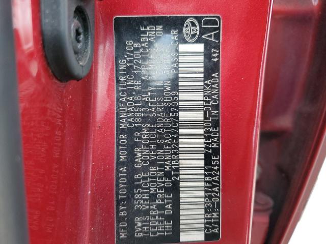 Photo 10 from auction – 2007 TOYOTA COROLLA CE with VIN 2T1BR32E47C757959